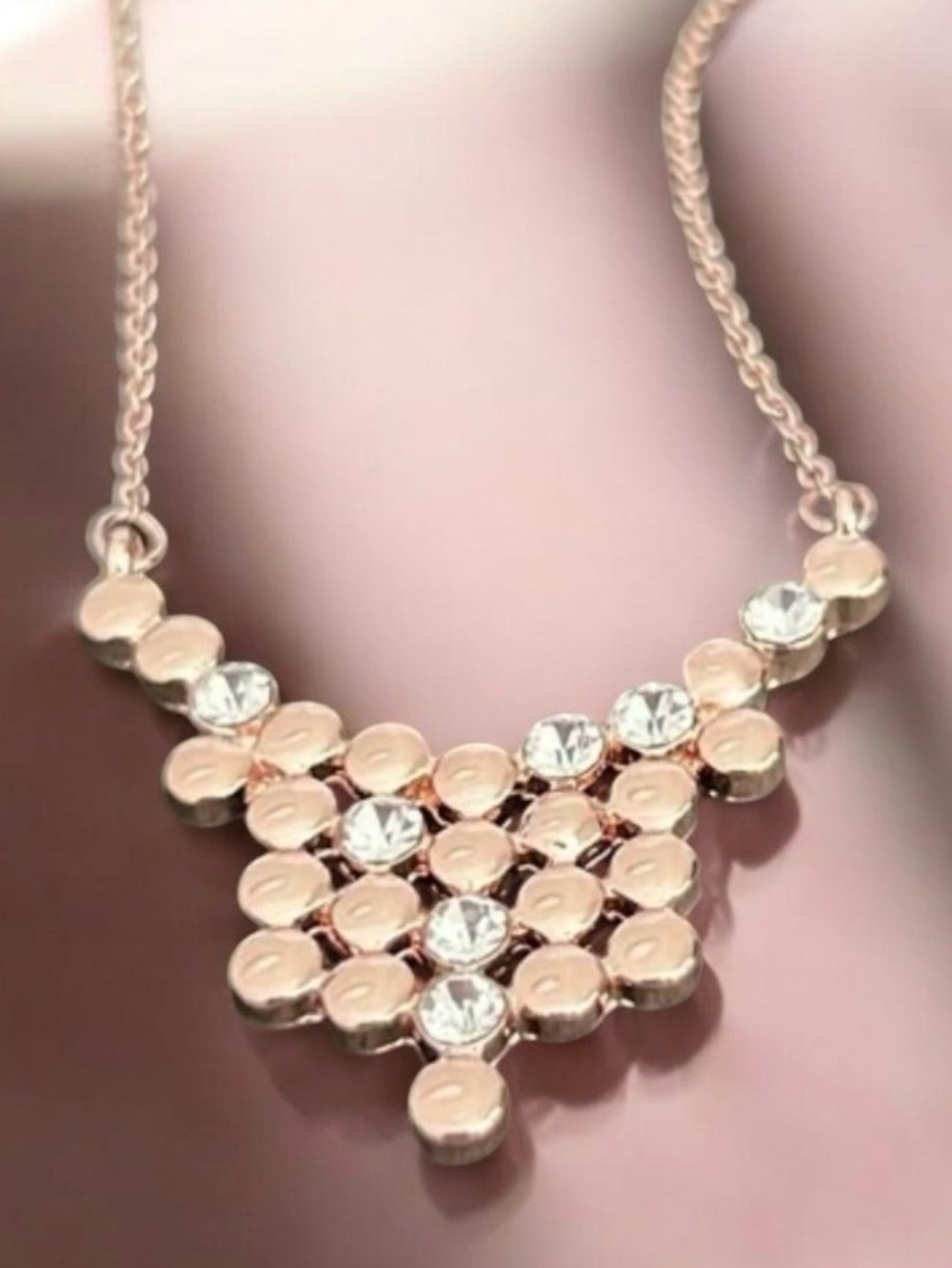 Park  Lane Sydney Statement Bib Necklace Rose Gold and Cubic Zirconias